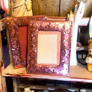 (2) Pink Sequin Photo Frames from Urban Outfitters